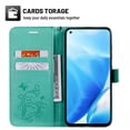 thumbnail image 3 of OnePlus Nord N200 5G Wallet Case, Dteck Embossed Butterfly PU Leather Magnetic Folio Flip Wallet Case Built-in Card Holder with Wrist Strap Stand Cover For OnePlus Nord N200 5G 2021,Green, 3 of 5