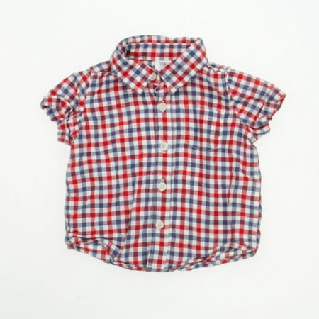 

Pre-owned Gap Boys Red | Blue | White Button Down Short Sleeve size: 6-12 Months