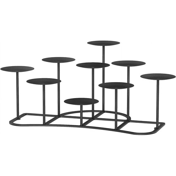 Black Metal Pillar Candle Candelabra for Fireplace/Table/Wedding/Christmas Decoration Iron Candle Holders of 9 DIY Home Decor