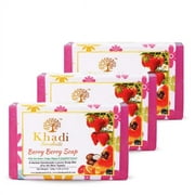 Khadi Sanskriti Pack Of 3 Berry Berry Herbal Soap | Enriched With Shea Butter,Orange,Papaya, Grapefruit -125g