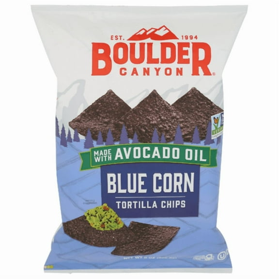 Boulder Canyon Blue Corn Tortilla Chips With Avocado Oil 8 oz - Pack of 3