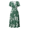 thumbnail image 6 of Long Dresses for Women Short Sleeve Wrap V-Neck Modest Dresses A-Line Beach Vacation Dresses 2026, 6 of 7