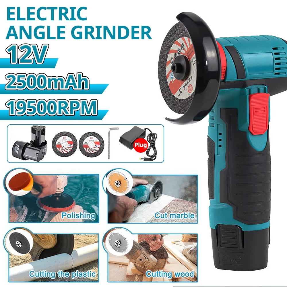 Vtin Cordless Angle Grinder, 12V Battery Mini Brushless Power Motor 19500rpm Angle Grinder for Metal Wood Polishing, Thin Steel, Hand Cut Off Electric Grinding Tool