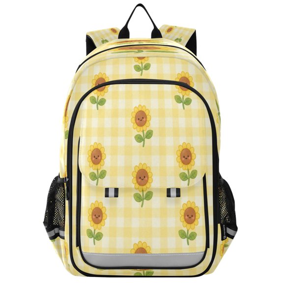 School Backpack for Teens 17L Lightweight Bookbag with Reflective Strips Little Sunflower Pattern