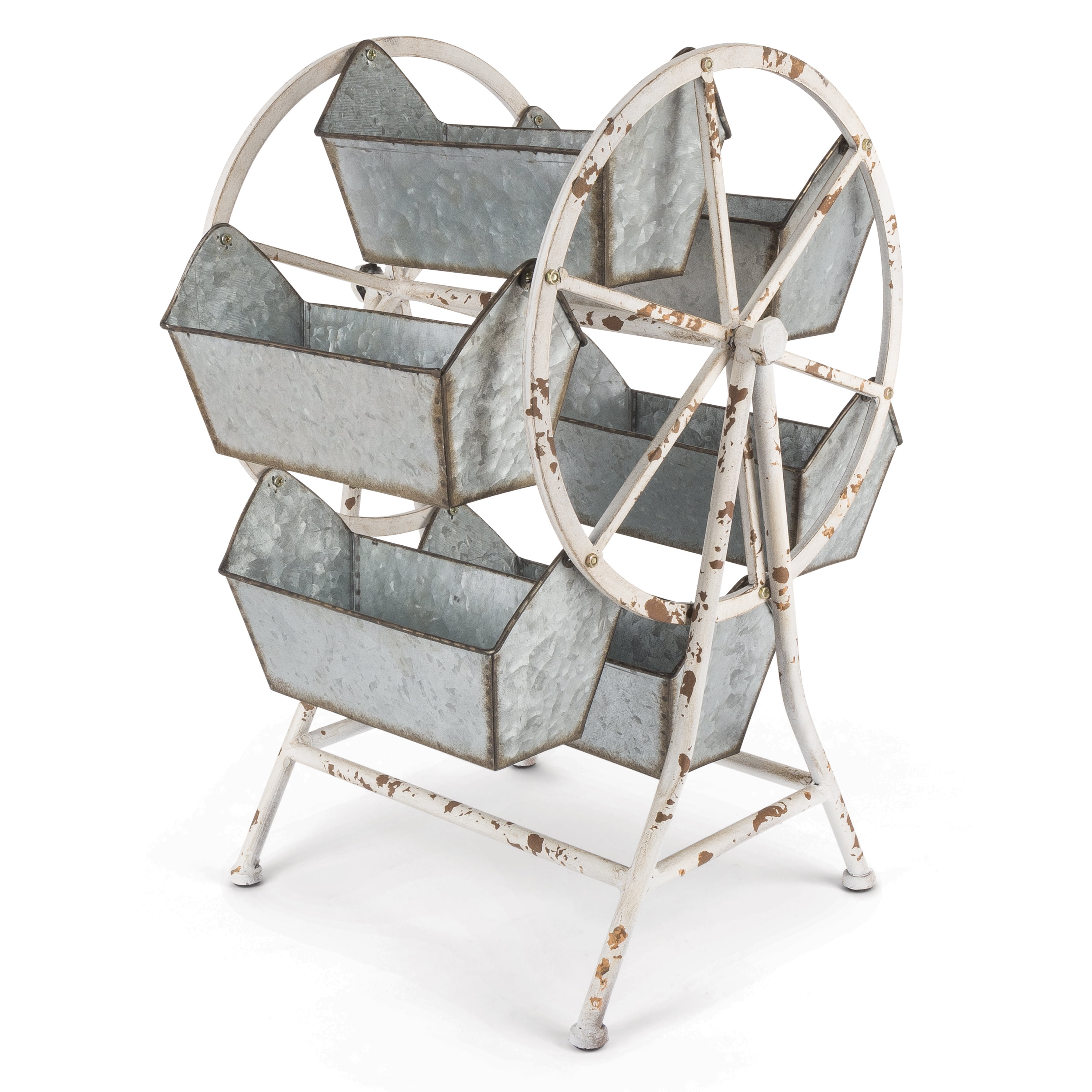 21.65Inch, Metallic Ferris Wheel Organizer with 6 Spinning Buckets on