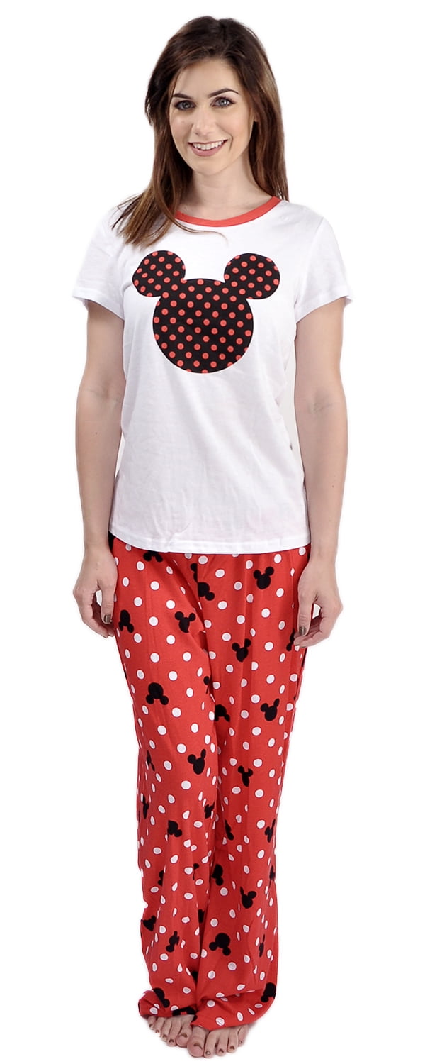 Disney Authentic Mickey & Minnie Mouse Womens Polka Dot Pajamas PJ's Size XSmall 