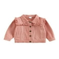 thumbnail image 1 of Kids Coat  Solid Color Turn-Down Collar Long Sleeve Ruffle Single-Breasted Jacket outerwear for Girls  1-6 Years, 1 of 8