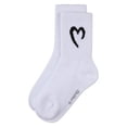 thumbnail image 4 of MeMoi Ribbed Pointelle Cotton-Rich Crew Sock with Open Heart Graphic - Girls - Female, 6, Denim, 4 of 8