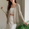 thumbnail image 2 of UAMVSH Lightweight Cardigans for Women Trendy Open Front Long Sleeve Jackets Loose Fit Button down Casual Coats Fall Cover Ups(Medium,Beige), 2 of 7