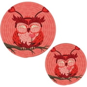 Owl Pink Love Potholders Set Trivets Set 100% Pure Cotton Thread Weave Hot Pot Holders Set of 2, Cute Animals Stylish Coasters, Hot Pads, Hot Mats,Spoon Rest For Cooking and Baking