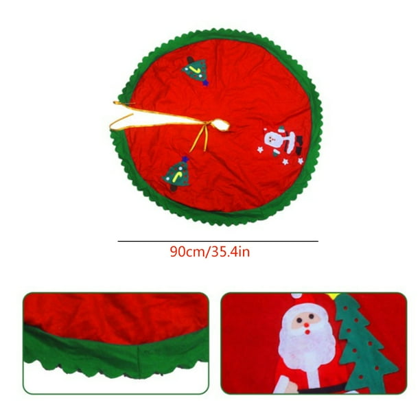 90cm Papá Noel Falda de árbol de Navidad Decoración de vacaciones de Navidad Adorno Fiesta en casa Falda de árbol Alfombrilla Delantal Inevent JJ8810-05