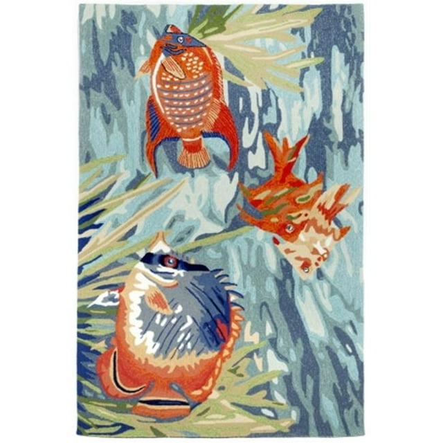 Trans-Ocean Imports RVL57225504 Ravella Blue Animal Tropical Fish 5 x 7.6 ft.