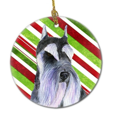Schnauzer Candy Cane Holiday Christmas Ceramic Ornament SS4546