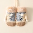 thumbnail image 2 of Krdevn Unisex Kids Winter Knitted Mittens Cartoon Dinosaur Pattern Thermal Warm Mittens with Furry Anti Lost Neck String Cold Weather Outdoor Gloves for Boys Girls Size:1-5 Years, 2 of 3