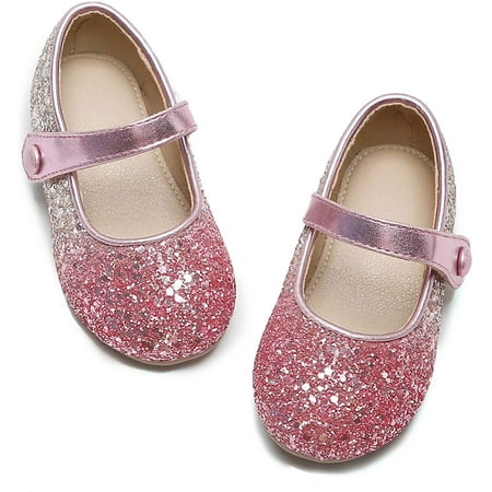 

QWZNDZGR Toddler Little Girl Dress Shoes - Girl Mary Jane Flats Party School Wedding