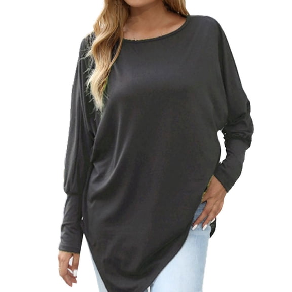 Vedolay Women Blouse Trendy Casual Tops Loose Pullover Comfy Soft Blouses Grey,M