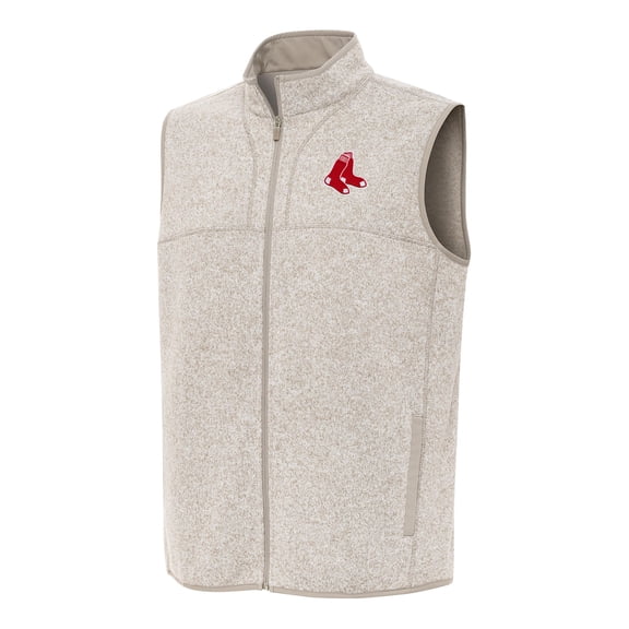 Men's Antigua Oatmeal Boston Red Sox Fortune Full-Zip Vest