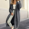thumbnail image 2 of Wang6 Womens Chunky Long Cardigan Sweaters Fall Winter Long Sleeve Open Front Knits Trendy Button up Knitted Outwear Coats with Pocket X_Dark Gray L, 2 of 4
