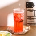 thumbnail image 5 of QWEZXO Vasos de vidrio con tapas y pajitas de vidrio, vaso de vidrio de borosilicato de 20 onzas de alto, café helado, agua, batido..., 5 of 5