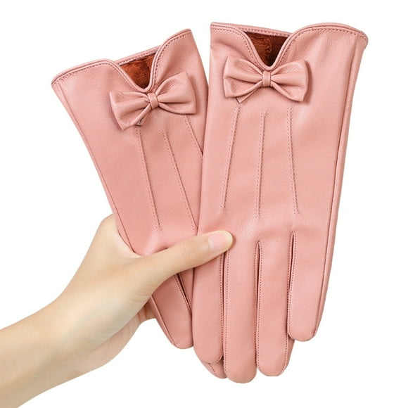 WEAIXIMIUNG Simari Gants d'Hiver Mode Gants Doublés en Dentelle Brodée Gants de Conduite en Cuir pour Femmes
