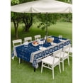 thumbnail image 4 of Outdoor Tablecloth with Umbrella Hole for Patio/Picnic/Party/Camping, Navy Blue Boho Waterproof Table Cloth Rectangle Table Cover Washable, Vintage Ethnic Tribe Abstract Art (60"x 102"), 4 of 8
