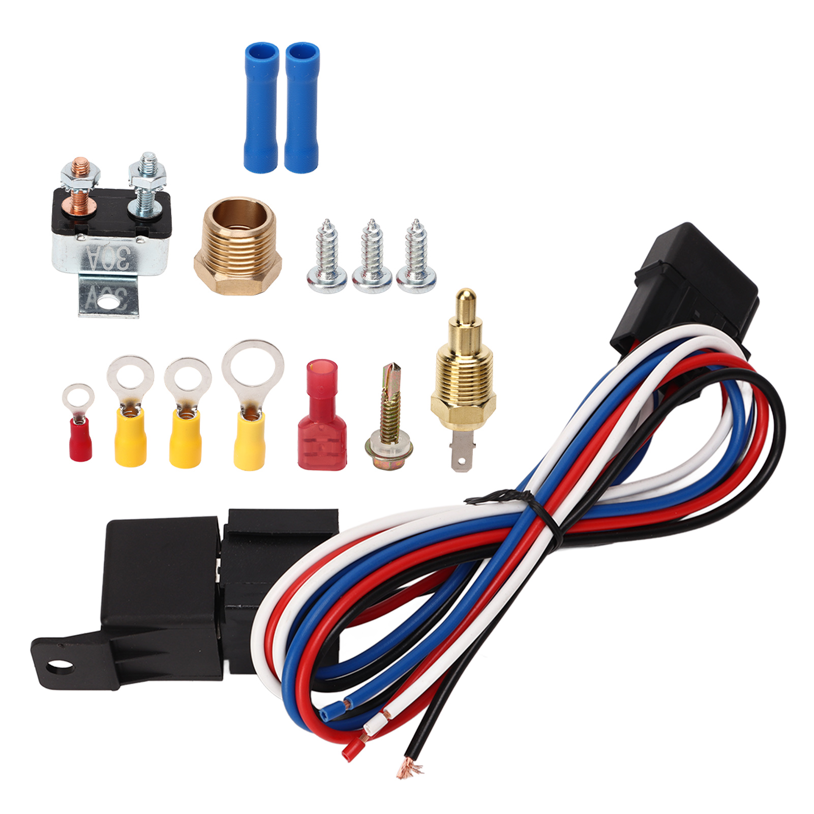 12V Electric Radiator Fan Thermostat Control Relay Wire Kit Complete