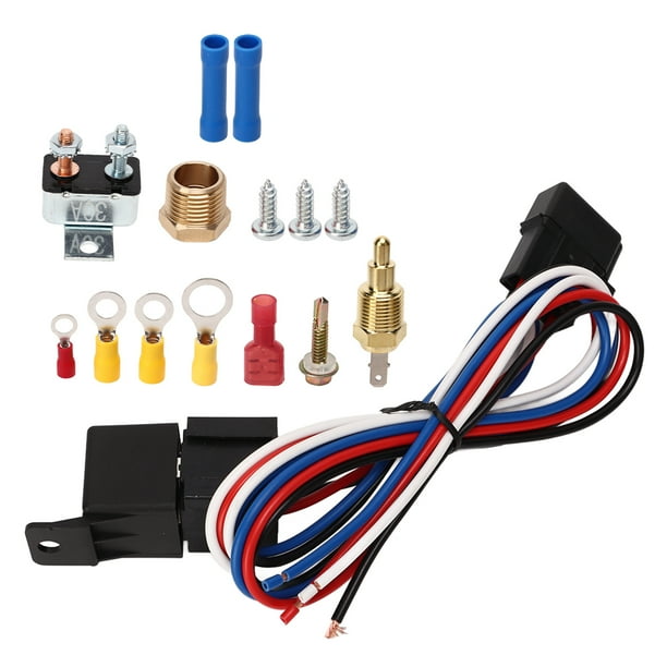 Kit De Cables De Relé De Control De Termostato De Ventilador De Radiador, Ajustable, Seguro, Fuerte Confiabilidad, Kit De Relé De Ventilador Eléctrico, Alta Dureza, Ajuste
