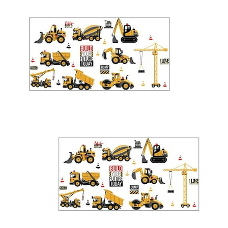 Masteelf 2pcs Engineering Truck Wall Sticker DIY Kids Room Construction Truck Wall Decoration Decals