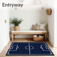 thumbnail image 3 of ODIKA 3'x5' Machine Washable Non-Slip Area Rug, Soccer Field Goals Center Circle Pitch High Traffic Rug with Pad, Blue, 841141, 3 of 8