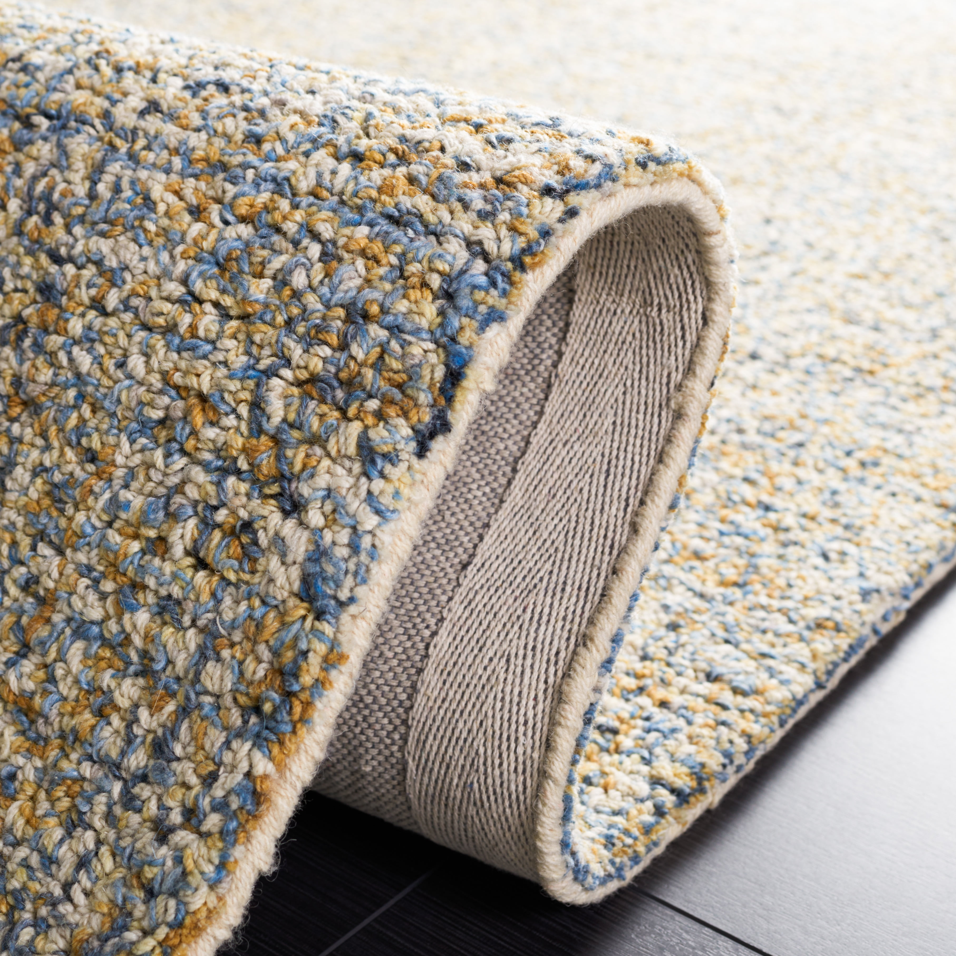 SAFAVIEH Abstract Waverly Distressed Area Rug, Blue/Gold, 6' x 6' Square