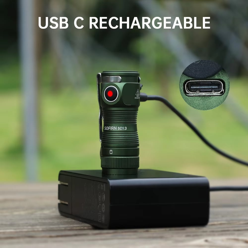 Sofirn SC13 1300 Lumens Mini Flashlight USB-C Rechargeable, 519A 5000K LED 1100 Lumen Powerful EDC Keychain Light, IPX8 Waterproof & Magnetic, Portable Keyring Flashlight for Camping Hiking