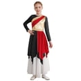 thumbnail image 1 of Doomiva Robe de Danse pour Filles Enfants, Manches Longues, Métallique, Or, Bloc de Couleur, Rouge 12, 1 of 7