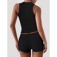 thumbnail image 6 of Women Workout Sets 2 Piece Seamless Ribbed Crop Tank High Waist Shorts Yoga Outfits Black S, 6 of 7