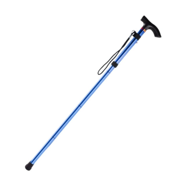 Bastón de senderismo retráctil, fuerte soporte, accesorios, antideslizante, plegable. Azul