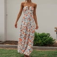 thumbnail image 3 of Gasa Halter Vestido largo Estampado floral Damas Estilo sexy Traje de vacaciones suelto FLhrweasw Nuevo, 3 of 7