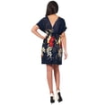 thumbnail image 3 of KOH KOH Short Summer Floral Print Kimono Short Sleeve Kaftan Sexy Beach Cover Up Caftan Casual Beach Tunic Sundress Mini Dress For Women Dark Navy Blue XXXX-Large US 26-28 DAN002, 3 of 4
