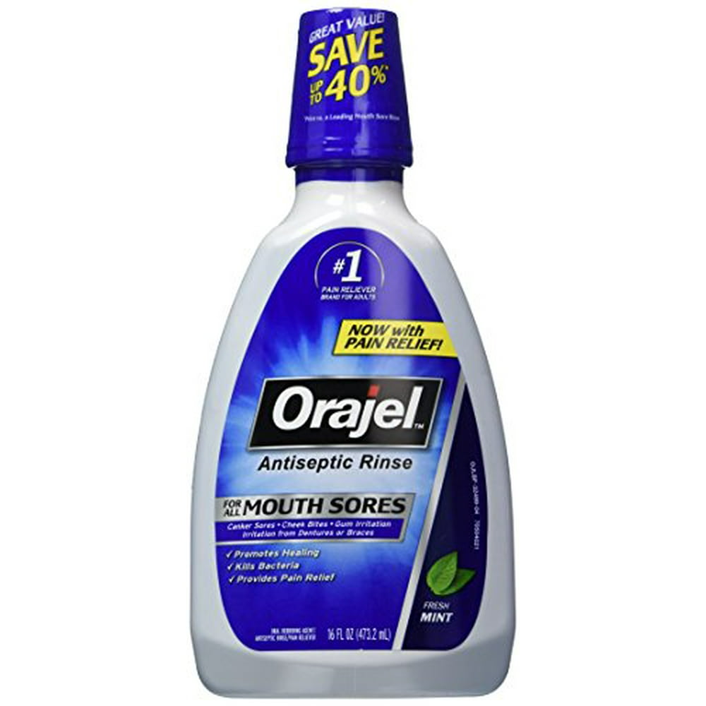 4 Pack Orajel Antiseptic For All Mouth Sore Rinse, Kills Bacteria