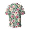 thumbnail image 6 of Lsque Rose Flowers print Men's Cuban Collar Short Sleeve Shirt Summer Beachwear Casual Button Down Fashionable Vacation Leisure Shirt-X-Large, 6 of 7