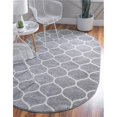 thumbnail image 1 of Unique Loom 3151572 5 x 8 ft. Rounded Trellis Frieze Oval Rug, Light Gray, 1 of 5