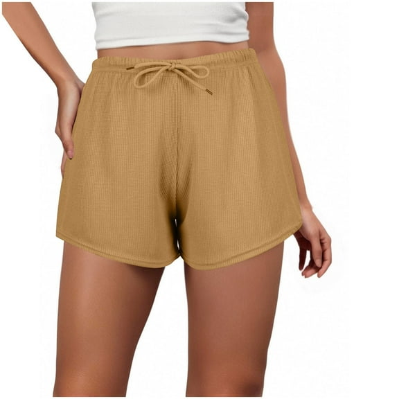 Arnsht Women's Casual Leggings Stretch Pants Running Shorts 3 Inch Quick Dry Gym Athletic Workout Shorts for Women with Pockets Brown Free Size