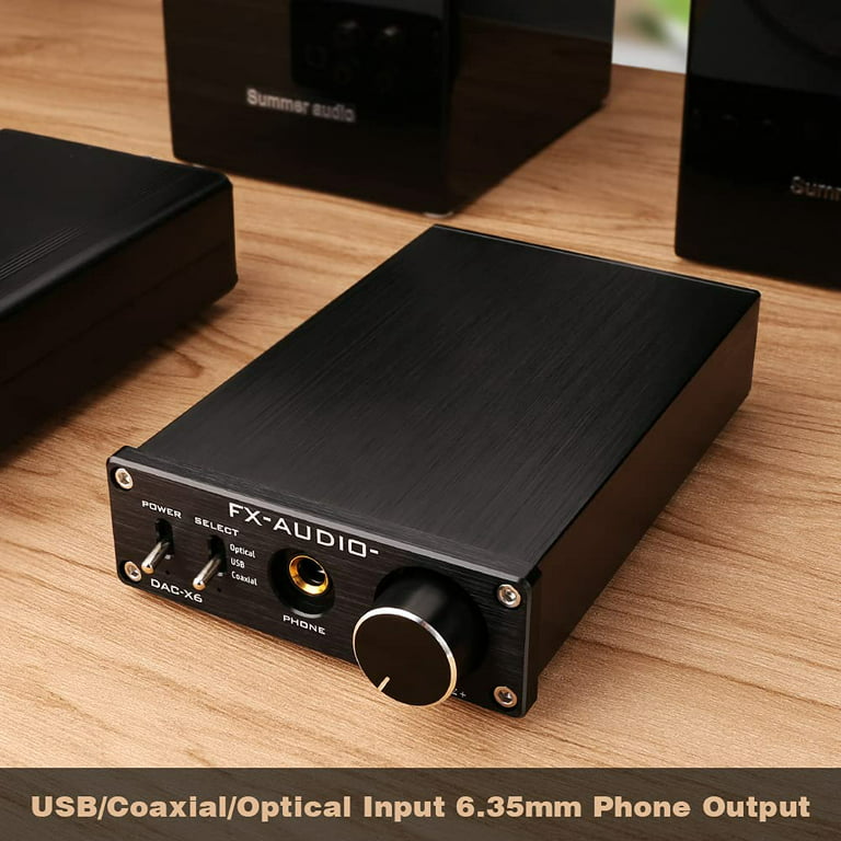 FX-Audio DAC-X6 Mini HiFi 2.0 Digital Audio Decoder DAC Input  USB/Coaxial/Optical Output RCA/Headphone Amp 24Bit/96KHz DC12V(Silver)