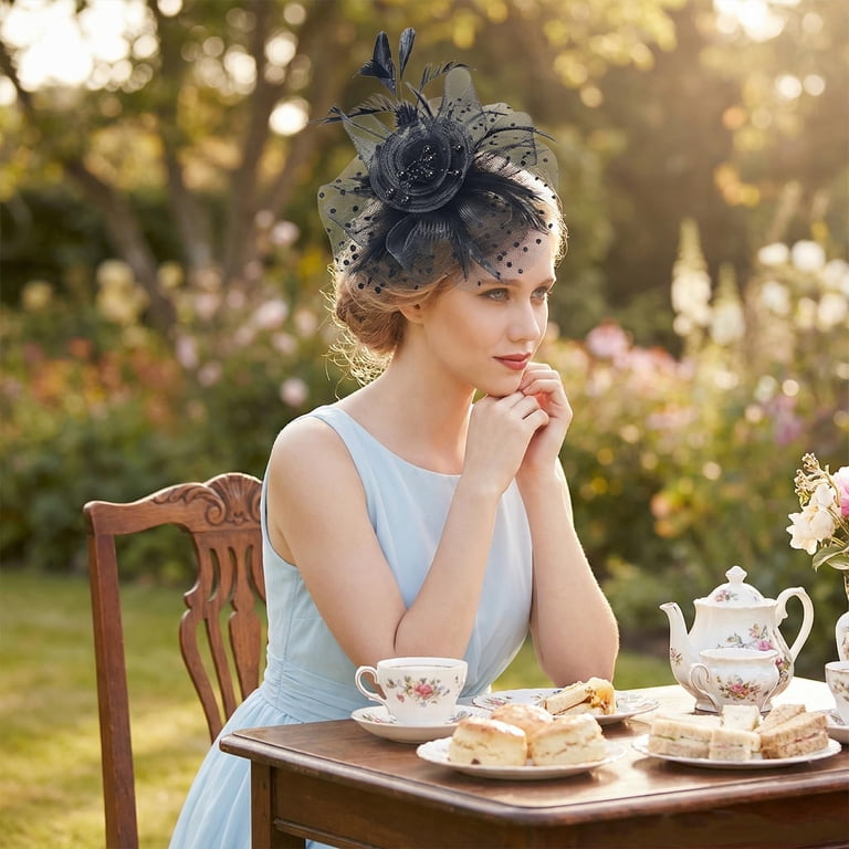 Vintage Derby Fascinator with Hair Clip for Tea Party Weddings Amazon.com: Coucoland Fascinator Hat Cocktail Tea Party  main image 2