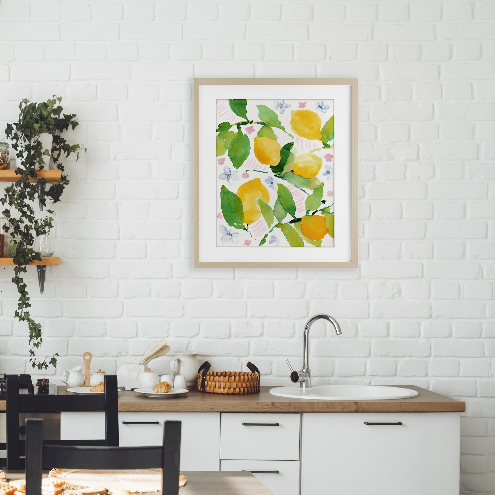 Stupell Industries Garden Lemons with Pastel Florals Birch Framed Print Under Glass, design by Lanie Loreth