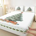 thumbnail image 3 of Feelyou Green Christmas Tree Queen Sheet Sets, Santa Claus Gifts Flat Sheet, Teens Kids Girls Boys Queen Fitted Sheet, Super Cozy Room Decor, 4pcs, 3 of 7