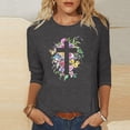 thumbnail image 2 of Blouses pour Femmes T-Shirt Imprimé Manches 3/4 Blouse Col Rond Décontracté, Blouses pour Femmes T-Shirts pour Femmes, Blouses pour Femmes Décontractées, 2 of 3