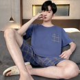 thumbnail image 1 of Ropa de salón de talla grande para hombre, pijamas de algodón a la moda, conjunto Pj de manga corta, ropa de casa estampada a cuadros con estilo, ropa de dormir 3xl 4xl de verano, 1 of 5