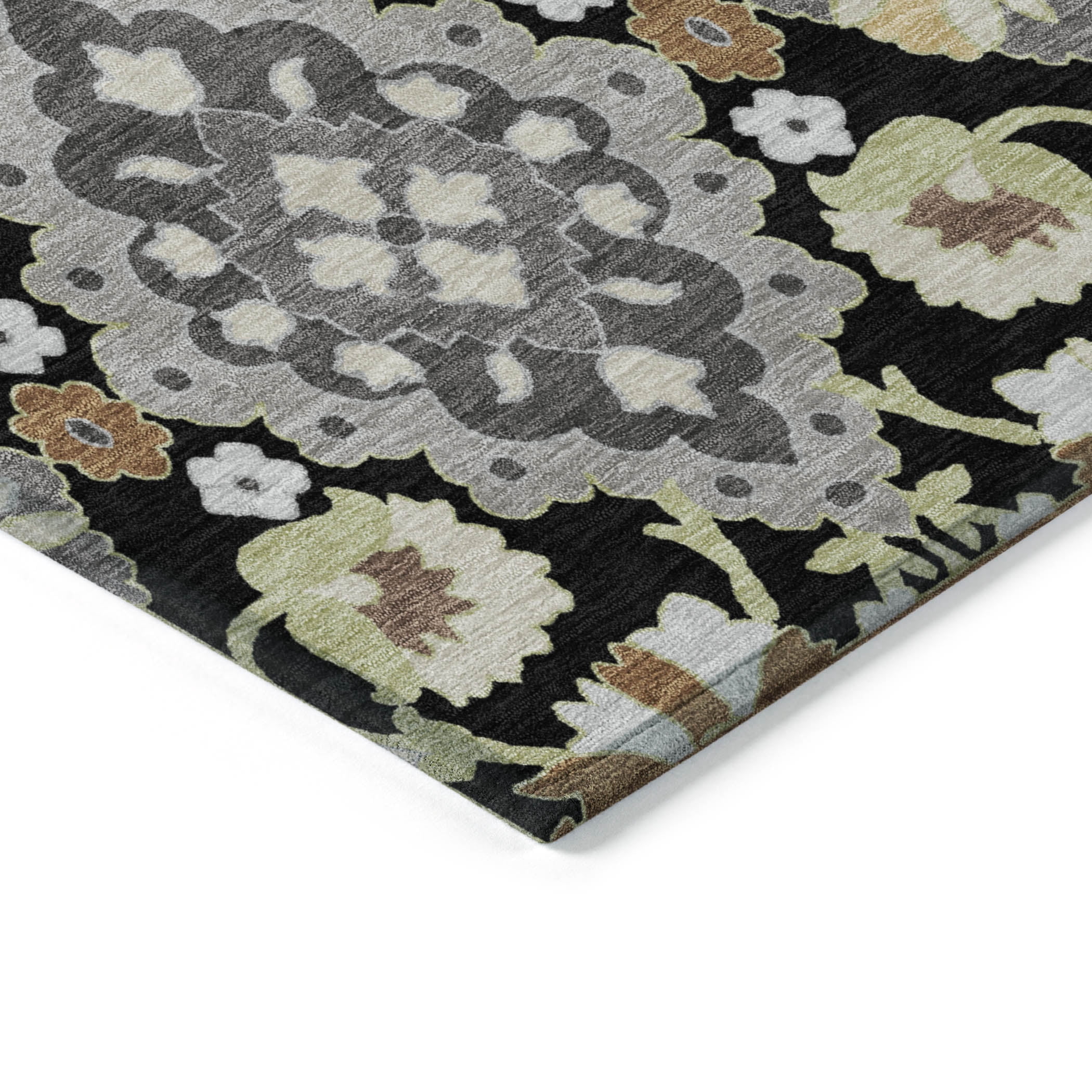 Addison Rugs Chantille Indoor/Outdoor Traditional Vintage Black Washable Rectangle Rug, 10' x 14'