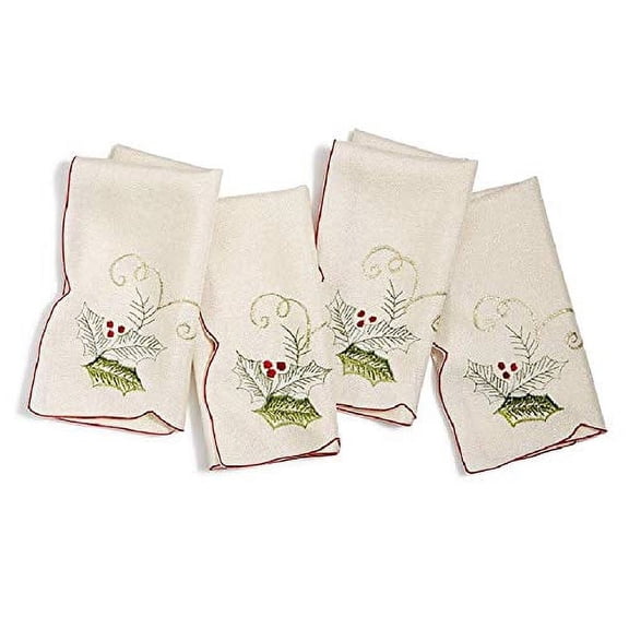 Homewear Holly Tinsel 18" x 18" 4-Pc. Napkin Set