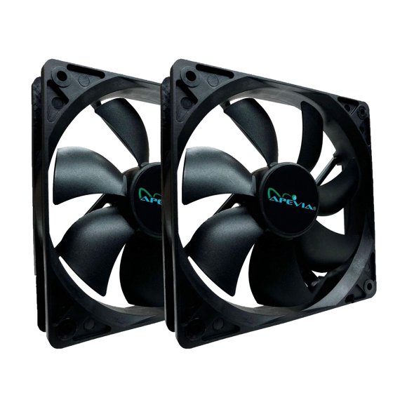 Apevia Cf214S-Bk Ventilador Silencioso Con Caja Para Placa Base Molex De 4 Pines Y 140 Mm, Color Negro (Paquete De 2)
