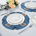 thumbnail image 4 of 15.4" Round Placemat Set of 1 Polyester Fabric Place Mats Non-Slip Dining Kitchen Table Mats for Kitchen Party Decor Snowflakes and Smiling Snowmen, 4 of 5